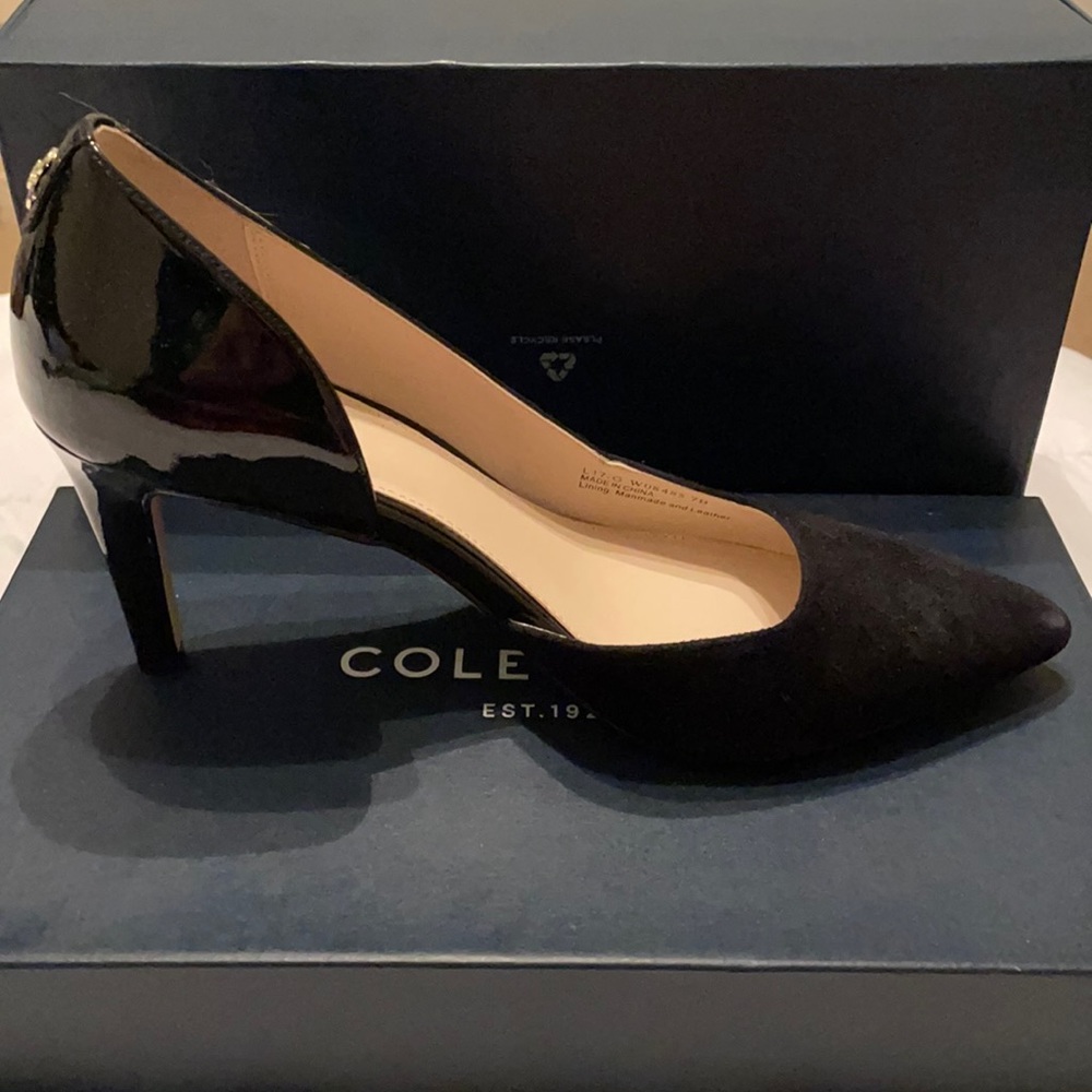 Cole Haan Black Mix Leather Heels